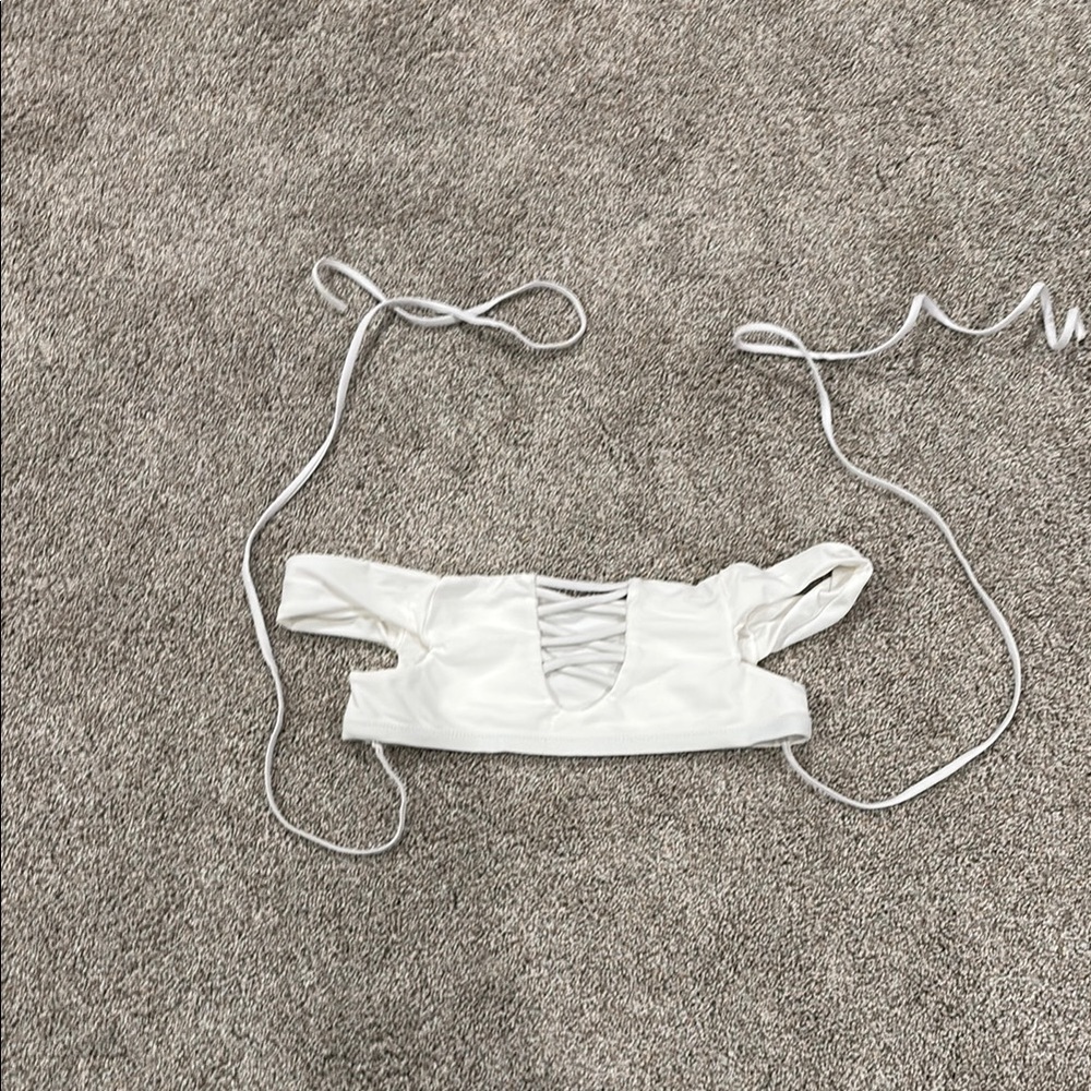 White Lace-Up Crop Top swim top
New never worn